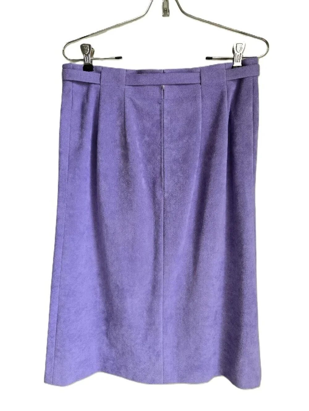 Vintage Tailored Soft Suede Lined Blazer + Skirt Suit Lilac Purple Women's 10